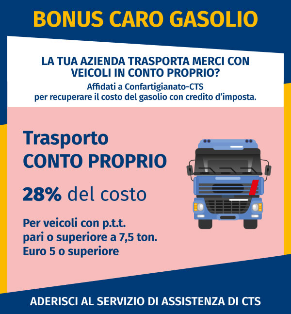 Bonus caro gasolio trasporto in conto proprio